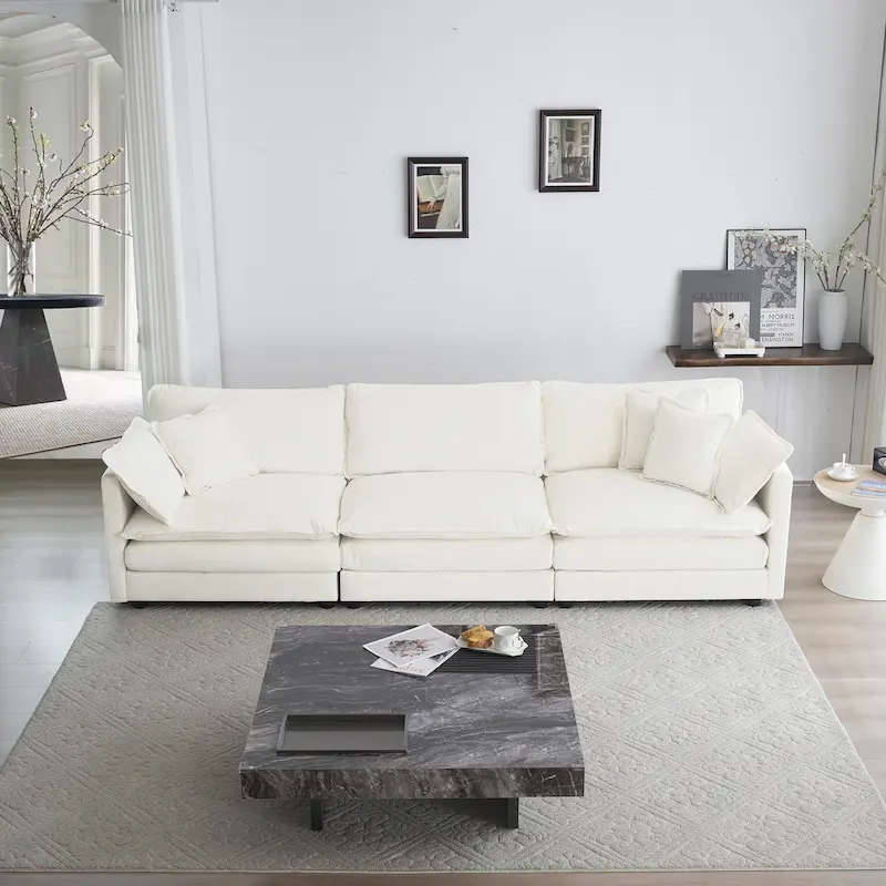 3-Seater Sofa with 2 Armrest Pillows and 3 Toss Pillows