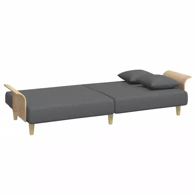 vidaXL 2-Seater Sofa Bed with Pillows and Footstool - Dark Gray Velvet