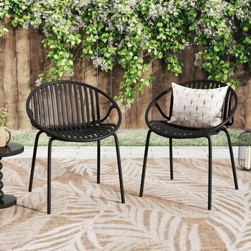 TUYOHW Stackable Outdoor Dining Chairs Set of 2,Patio Dining Chairs with Cutout Backrest,Patio Chairs for Backyard,Balcony,300 lbs Capacity