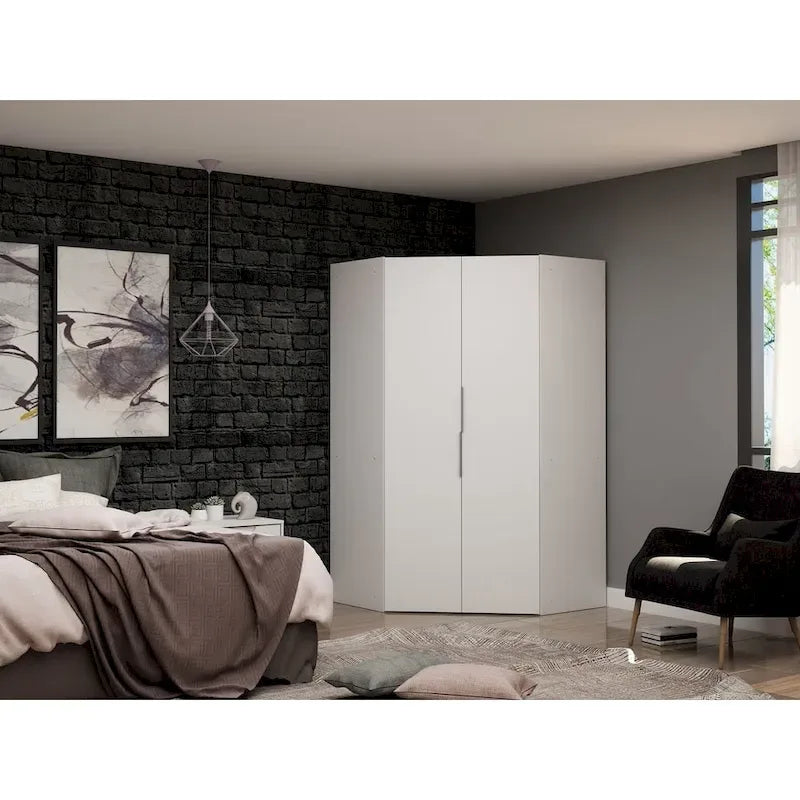 Mulberry 2.0 Modern Corner Wardrobe w/ 2 Hanging Rods