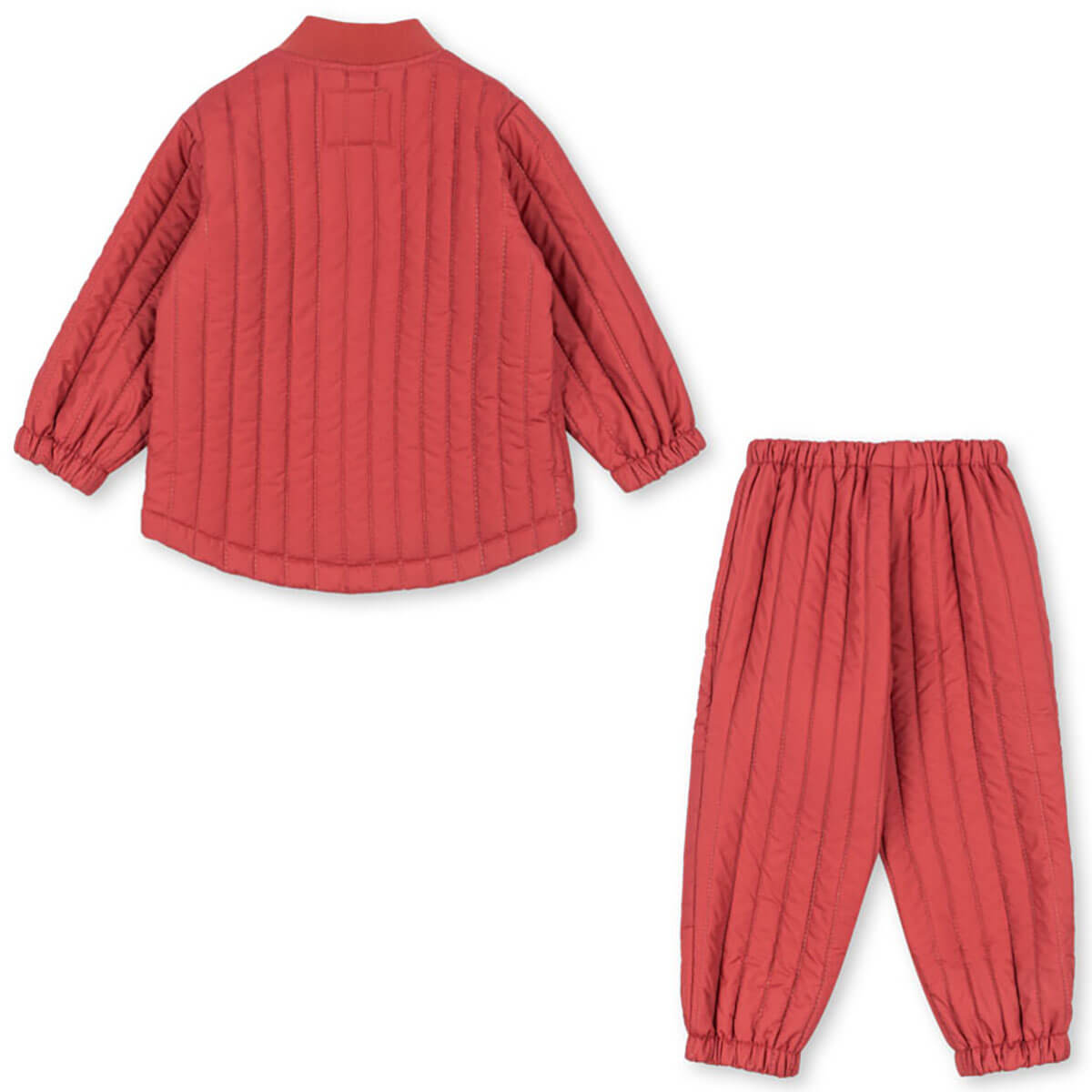 Sporty Red Padded Polyester Thermal Jacket & Trousers with Water-Repellent Coating for Kids