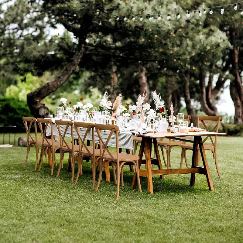 VINGLI Plastic Outdoor Dining Chairs Set of 2, Stackable Patio Dining Chairs with X Back, Waterproof Kitchen & Dining Room Chairs, Farmhouse Brown