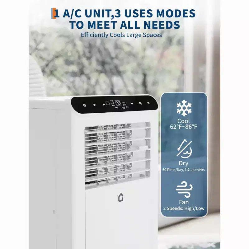 8,000 BTU Portable Air Conditioner, 4-In-1 Portable AC Units for Rooms with Fan, Dehumidifier, Cools Up to 350 Sq.Ft. Room Air Conditioner
