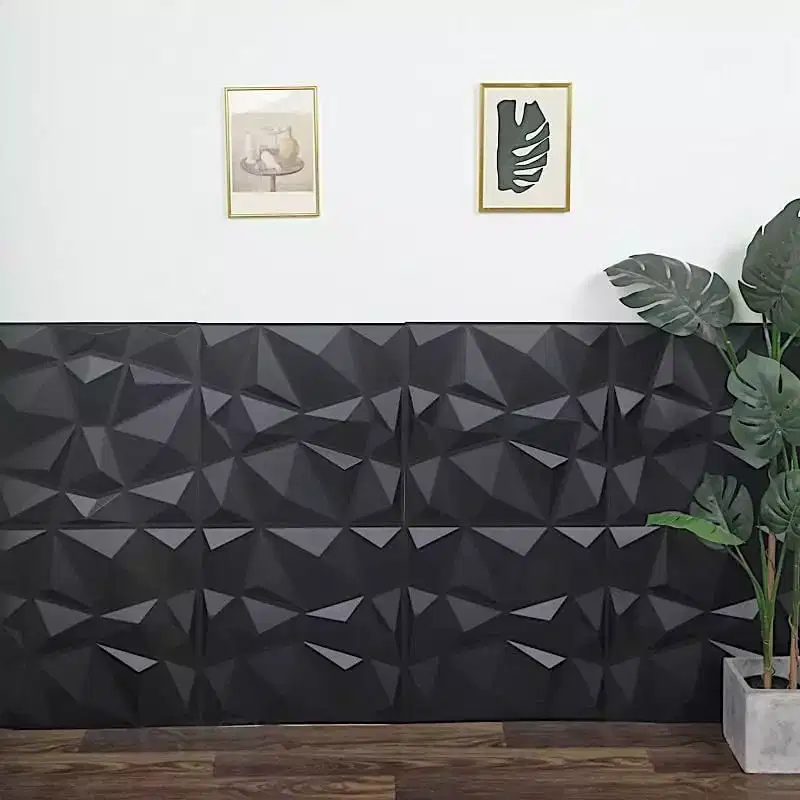 Home Collection 12Pcs Matte Black PVC 3D Wall Panels