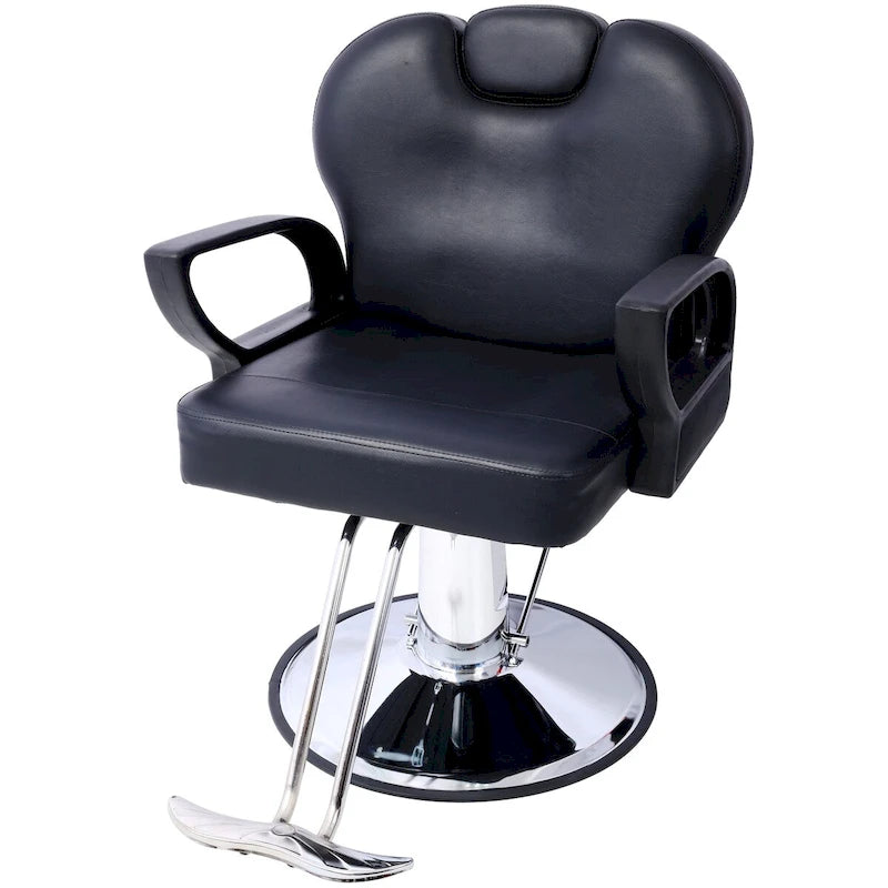 Heavy Duty Hydraulic Barber Chair, Reclining, Wide Seat, Salon Equipment