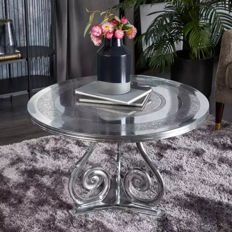 Traditional Aluminum Coffee Table Silver Fox - Olivia & May: Elegant Indoor, No Assembly Required