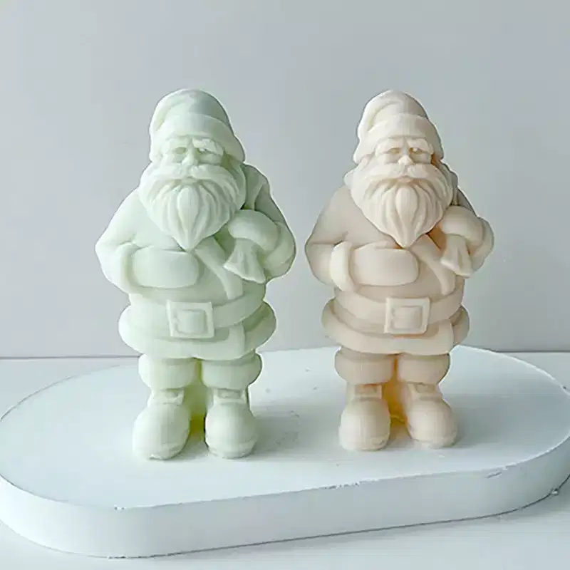 JDICTION 2PCS Christmas Santa Candle Mold - Silicone 3D Molds for Candy, Home Decor, Resin Casting & DIY Craft Making