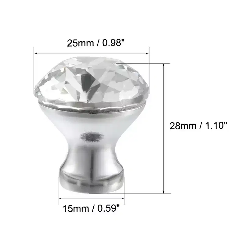 Unique Bargains DIY Furniture Cabinet Zinc Alloy Crystal Pull Knob 2 Pcs