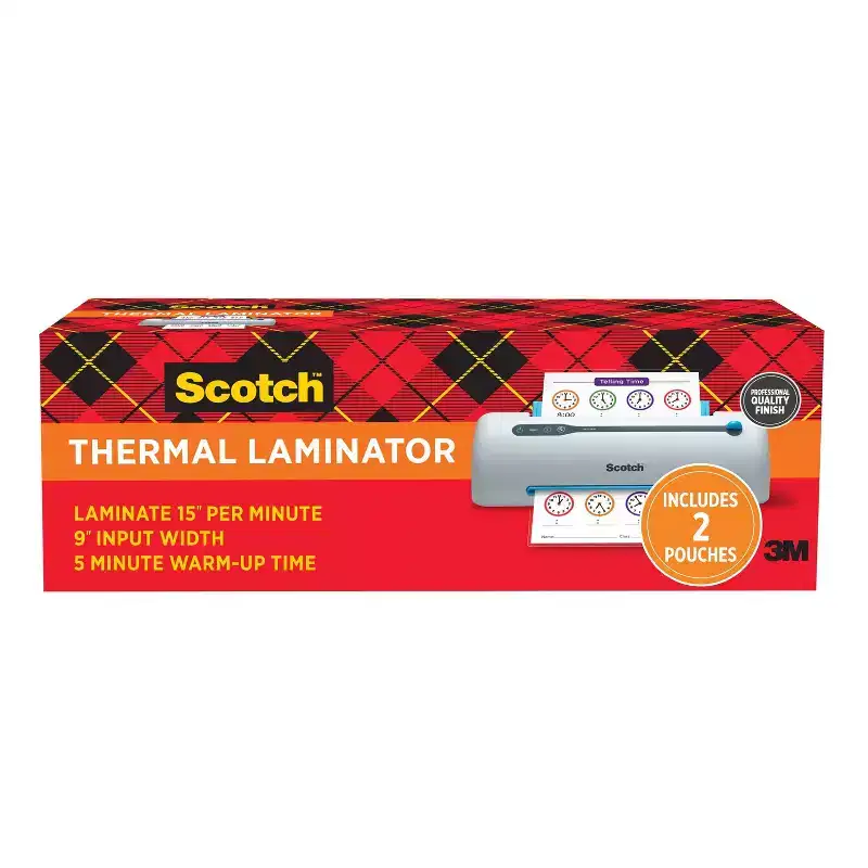 Scotch 9" Pro Thermal Never Jam Laminator: Electric Laminating Machine, 6.1" Height, 17.4" Depth, 6.2" Width