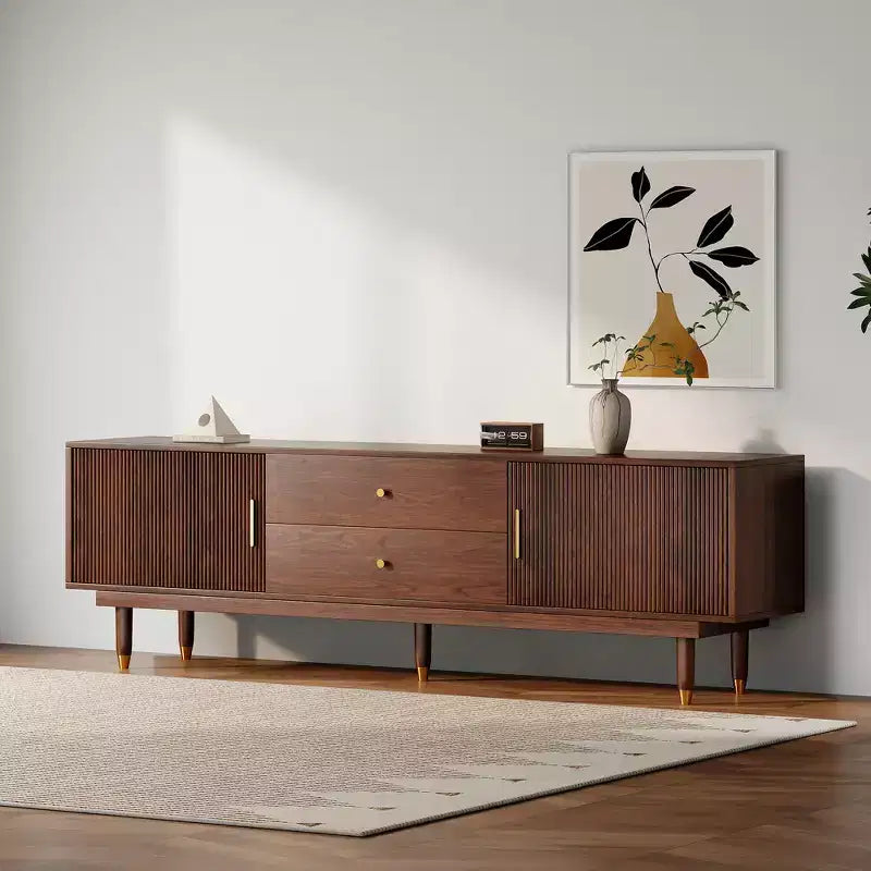 Mid Century Natural TV Stand for 50-80 inch TV,Modern Entertainment Center with 2 Cabinet & 2 Drawers,Media Console for Living Room