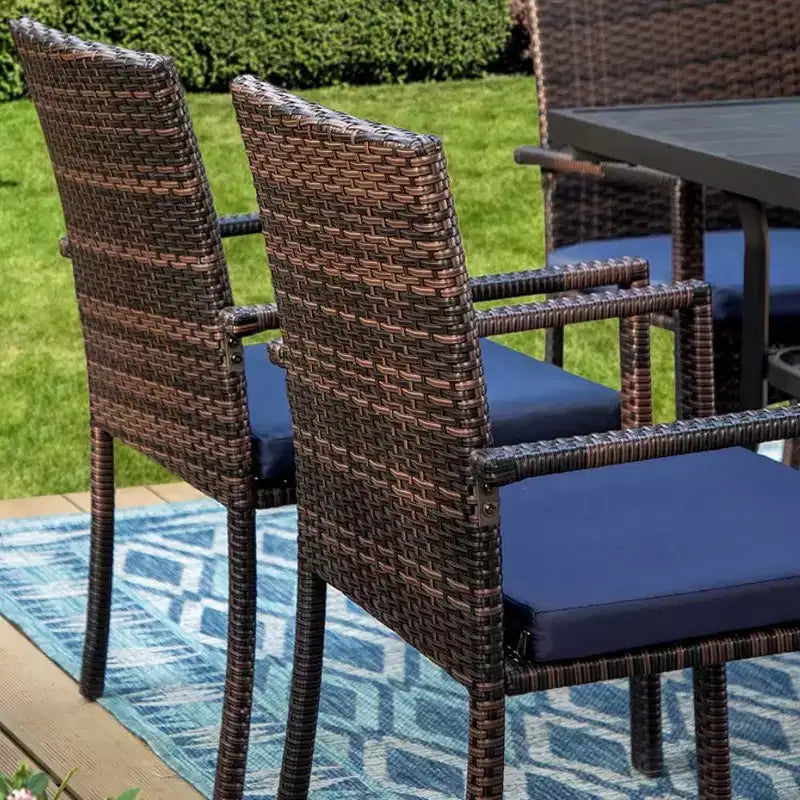 4pc Patio Rattan Sofa - Brown - Captiva Designs: Outdoor Seating with Powder-Coated Steel Frame