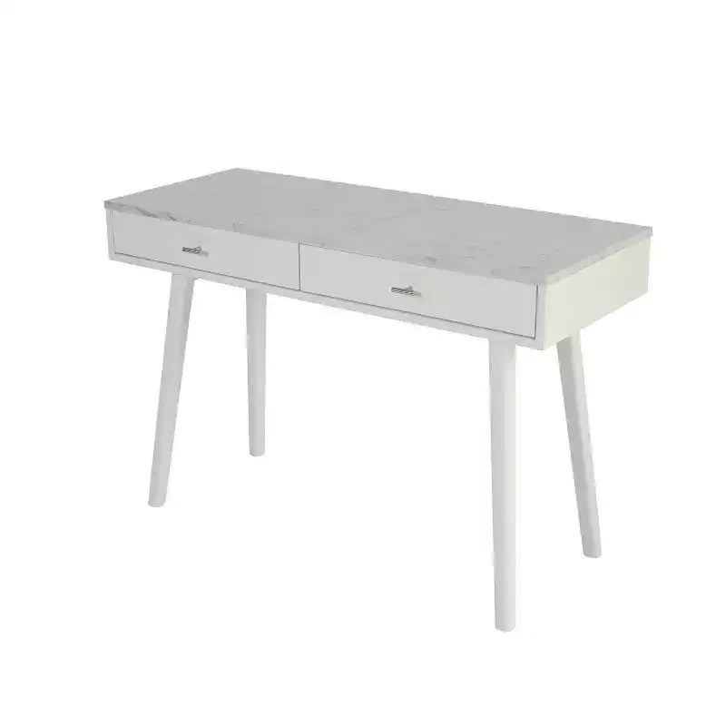 The Bianco Collection Viola 44 Rectangular Italian Carrara White Marble Writing Desk
