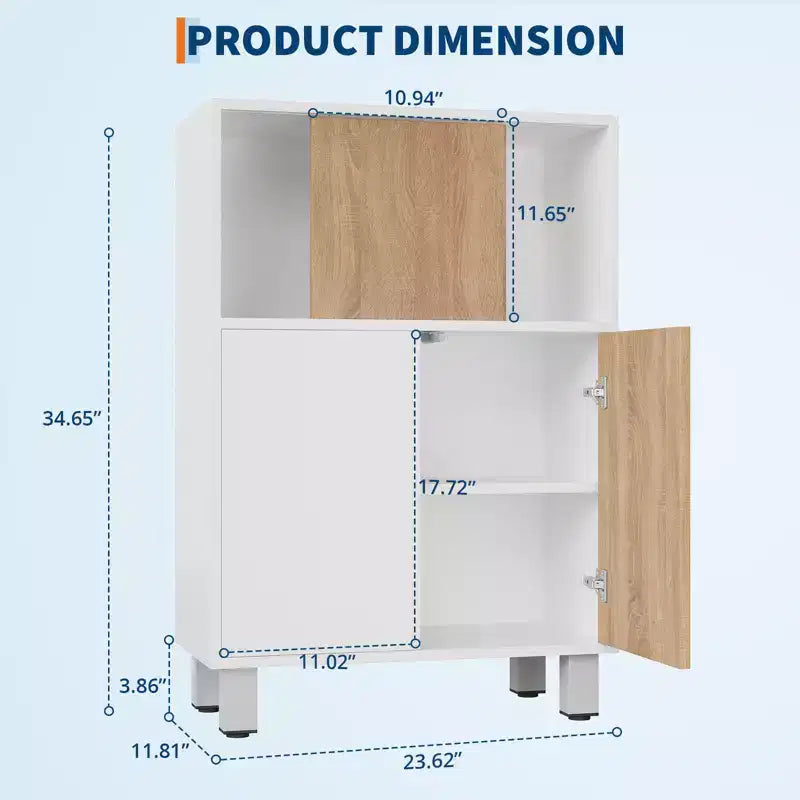 CuisinSmart Wooden Storage Cabinet, Sideboard Buffet Cabinet with Sliding Doors & Adjustable Shelves, Bathroom Display Cabinets, White