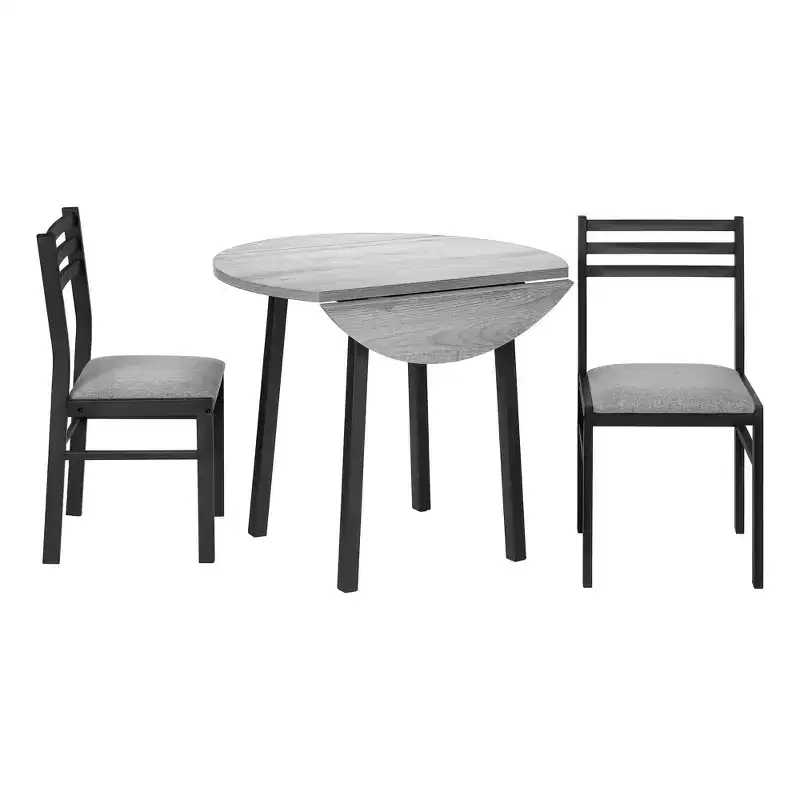 Homy Casa 3-Piece Drop-Leaf Dining Table Set with 2 Chairs  Space-Saving Kitchen Furniture