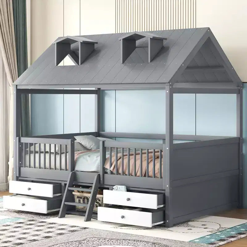 Whisen Wood Bed House Bed Frame