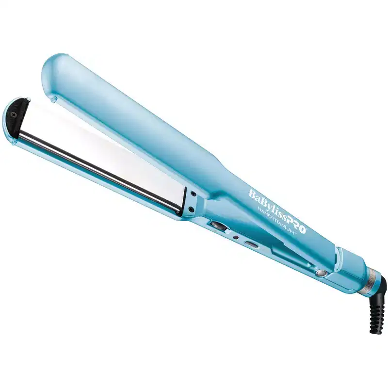 BaBylissPRO Nano Titanium Ultra-Thin Straightening Flat Iron - Blue - 1.5": Heating Time 60 Sec, 450 Max Heat Output, All Hair Types