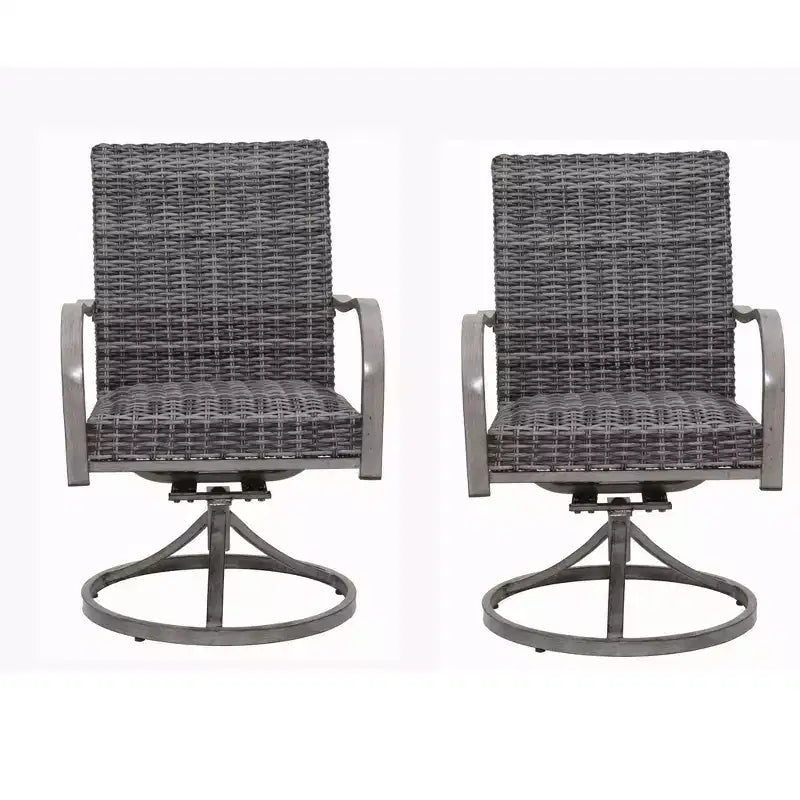 GDFStudio Ngozi Modern Iron and Wicker Outdoor Swivel Dining Chairs (Set of 2)