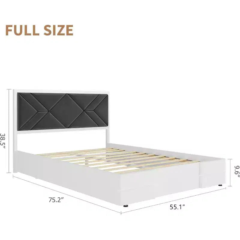 Full/Queen/King Size Bed Frame,Upholstered Bed Frame with Tufted Headboard,Sofa&Sturdy Bed Frame with Wooden Slat Support,No Box Spring Needed