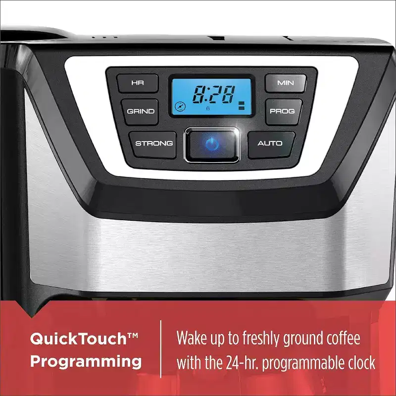 BLACK+DECKER 12-Cup Mill and Brew Coffee Maker, Automatic Grind and Brew Drip Coffee Machine, Programmable, Sneak-A-Cup, Reusable Filter