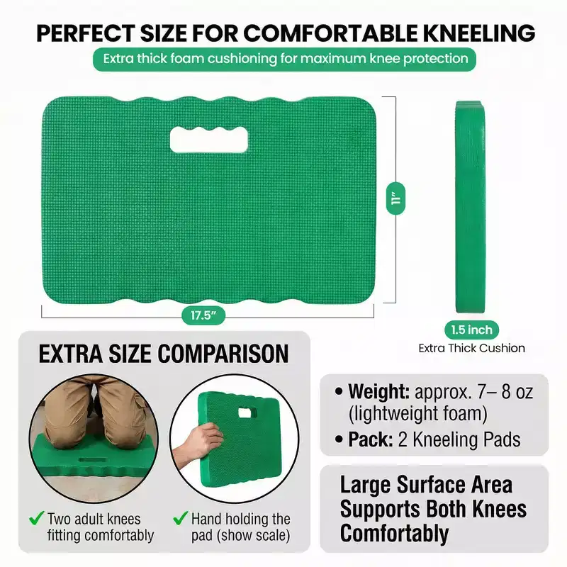 Thick Foam Kneeling Pad for Gardening Workout Soft Knee Cushion Mat for Gaden and Home, Set of 2 Large Green