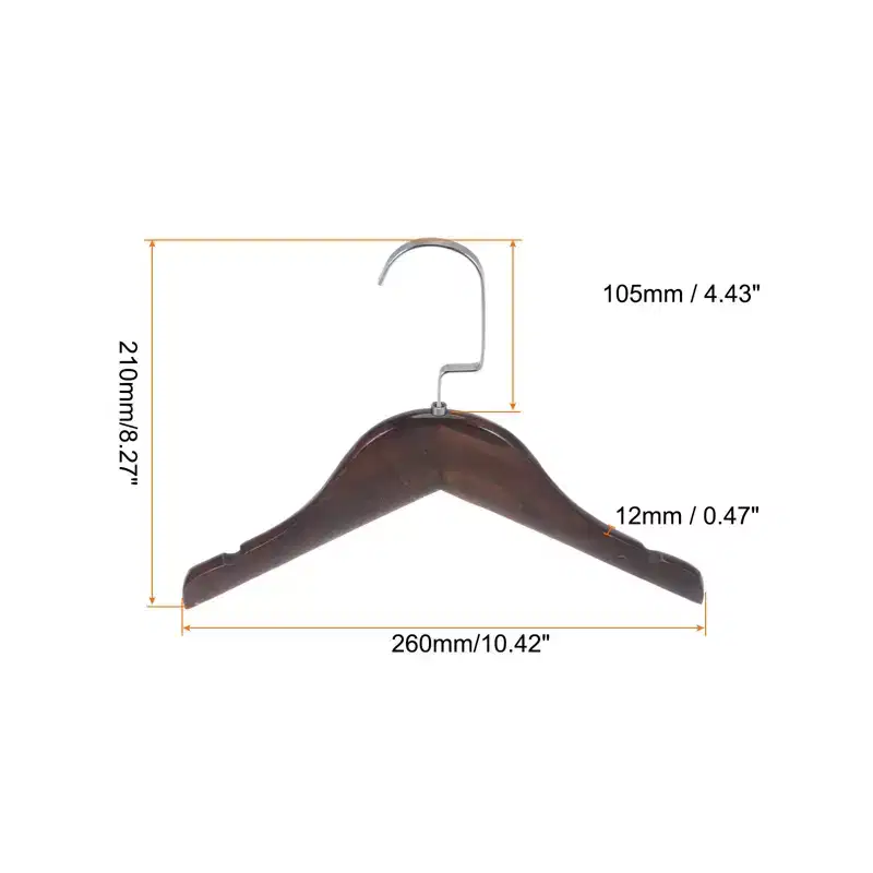 Unique Bargains Retro Wood Non-Slip Suit Hangers With Stainless Steel Hook 5 Pcs