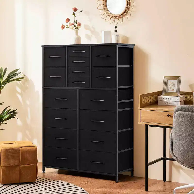 MAYEERTY Tall Dresser Fabric Storage Tower Wooden Top for Kid Room Closet Entryway Nursery