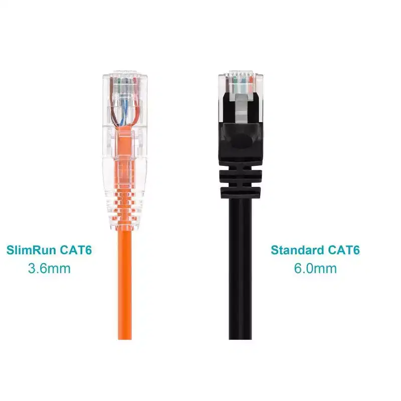 Monoprice Cat6 Ethernet Patch Cable - 10 feet - Orange, Snagless RJ45 Stranded 550MHz UTP CMR Riser Rated Pure Bare Copper Wire 28AWG - SlimRun Series
