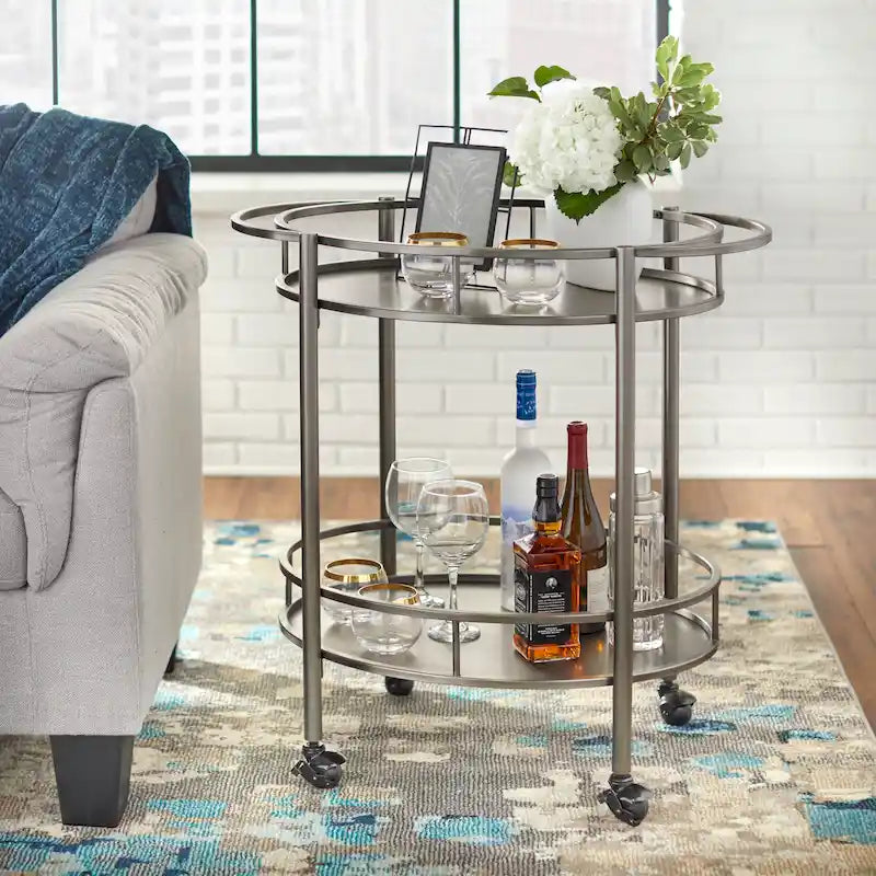 Oval Metal Bar Cart