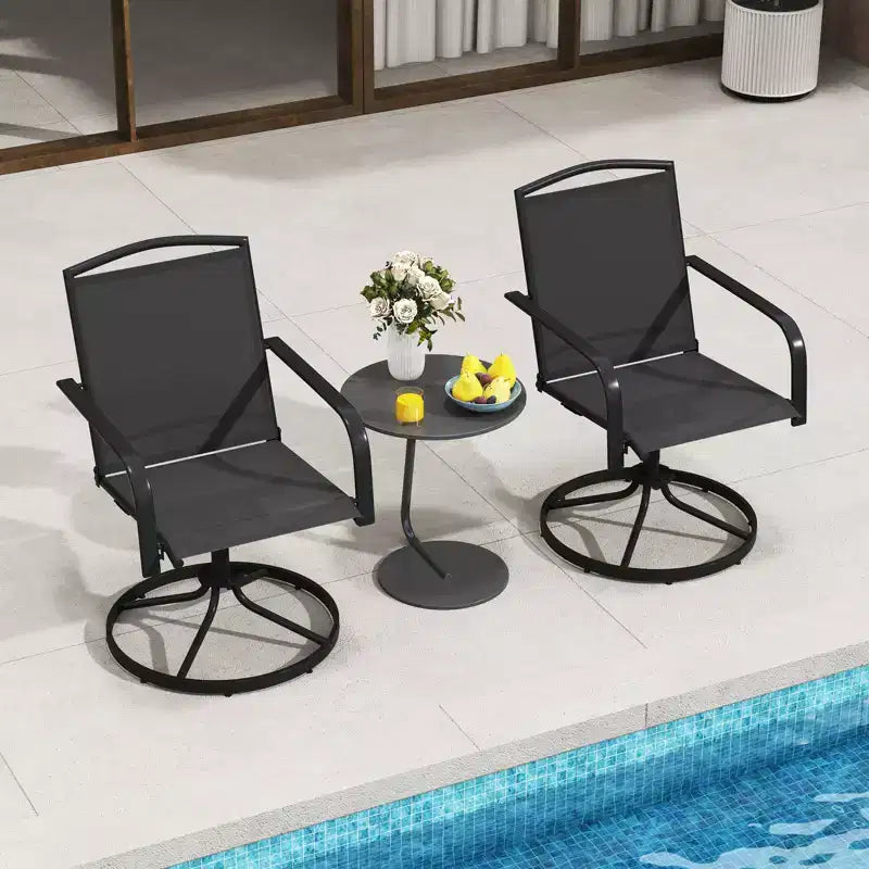 Costway Patio Swivel Chairs Set of 2 w/ High Back & Round Metal Base for Backyard