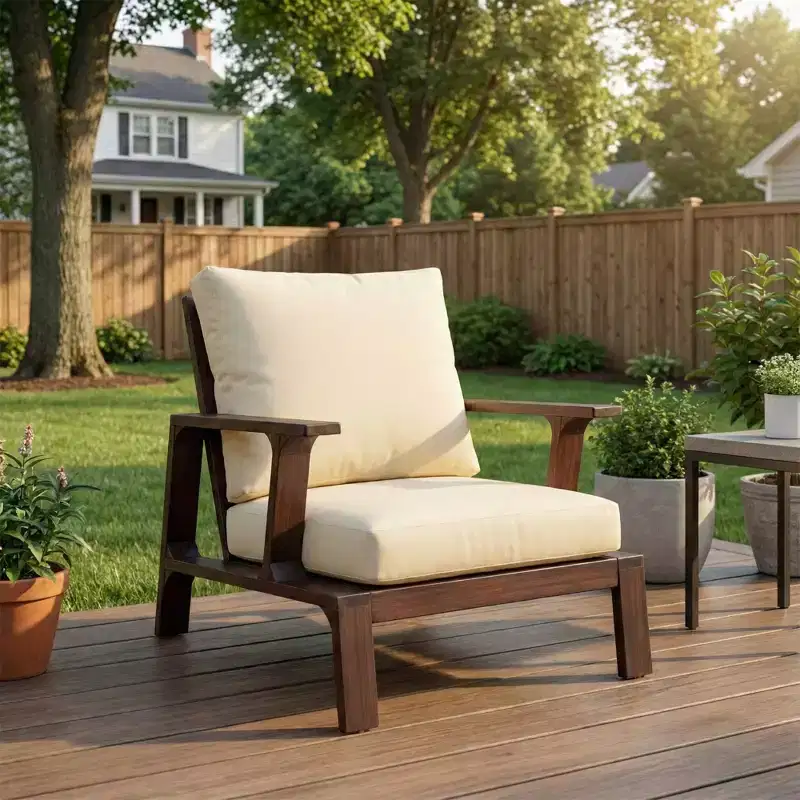 Patio Accent Chair 27.6 Wood Chair Outdoor Lounge Chair for Patios,Gardens