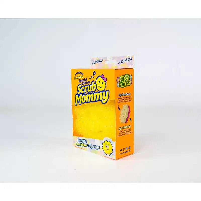 Scrub Daddy Scrub Mommy Power Flower Dual-Sided Scrubber + Sponge - Yellow