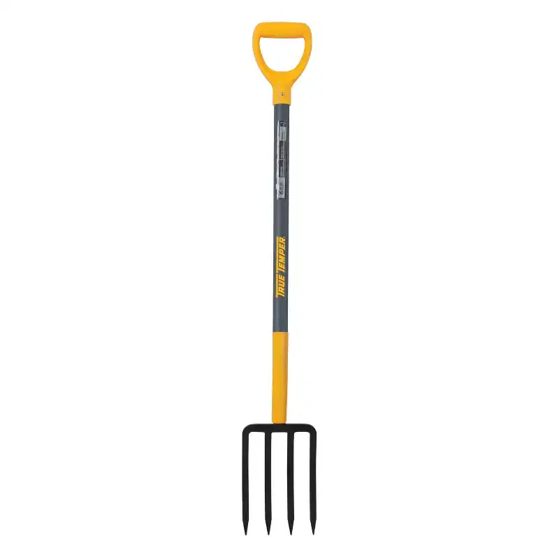 2-Piece Garden Tool Set with D-Handle Scoop Shovel and Manure Fork for Mulching and Yard Work - True Temper