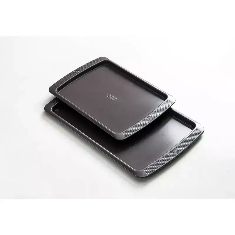 Saveur Selects Set of 2 Non-stick Carbon Steel Rimmed Baking Sheets: Oven Tray, Even-Heating, Dishwasher-Safe, Silver