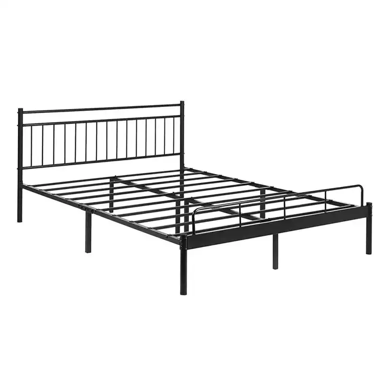Garden Elements Luna Steel Modern Full Bed Frame, Black Frame for Full Size Mattress