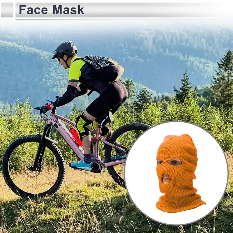 Unique Bargains All Inclusive UV Face Shield Acrylic Three Holes Multipurpose Neck Gaiter Mask Keep Warm Windproof Orange 1 Pcs