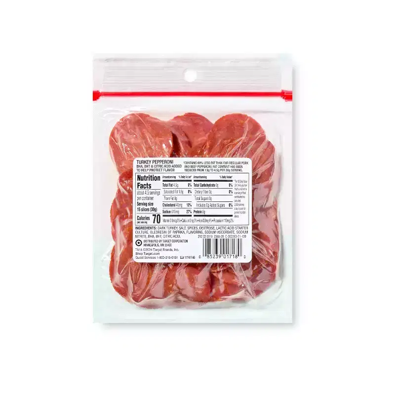 Turkey Pepperoni Slices - 5oz - Market Pantry™