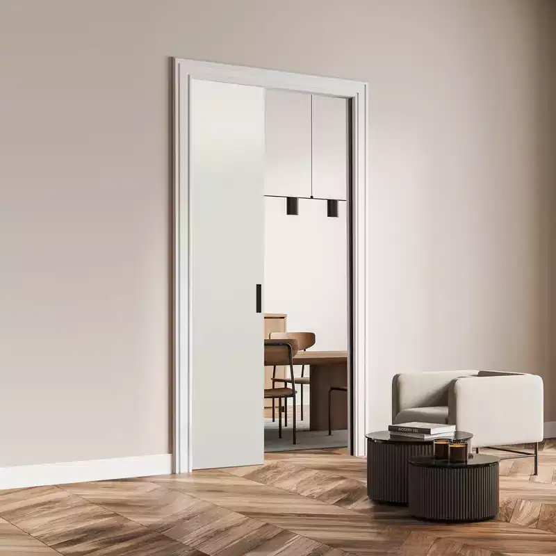 VEVOR Sliding Pocket Door Hardware Track Kit,4.73ft Heavy Duty Pocket Door Hardware Kit,Pocket Door Track Set for 24-30W Single Door,Black&Silver