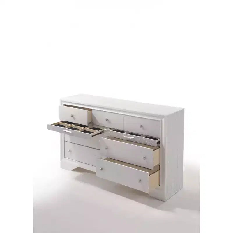 Acme Furniture 63" Naima Dresser White: Wood Frame, Metal Glides, 9-Drawer Storage, No Assembly Required