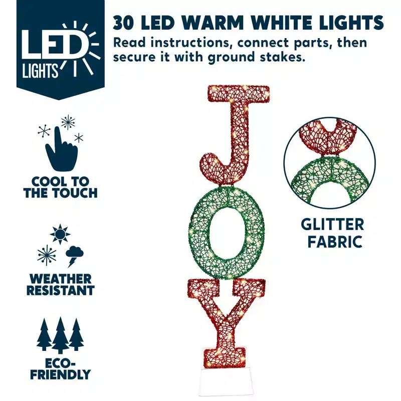 Joyfy 3 FT Christmas Lights Outdoor, 2D Stacked Cotton Yard Light with Metal Stakes for Garden Indoor Outdoor Christmas Eve Night Decoration