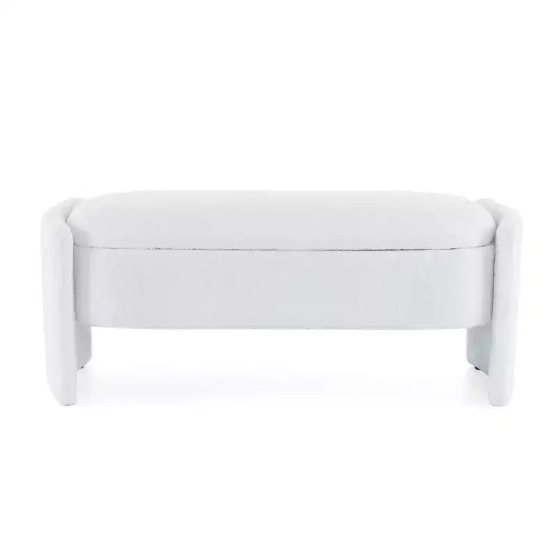Large Versatile Storage Ottoman Bench, Beige, 250 lb Capacity