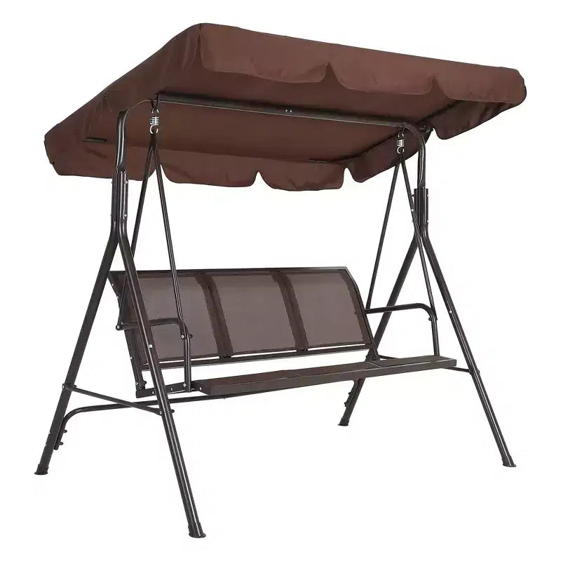 Heavy-Duty 3-Seat Outdoor Patio Swing Chair with Adjustable Canopy, Waterproof & UV Resistant, Non-Slip Feet & Strong Spring Hooks, Perfect for Patio