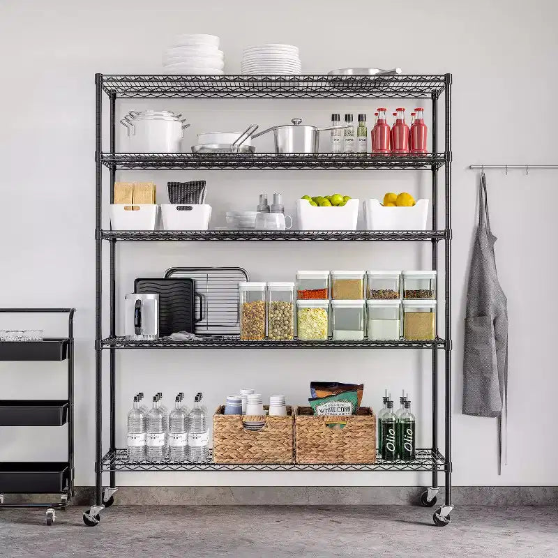 Seville Classics UltraDurable 5-Tier NSF-Certified Wire Steel Garage Storage Shelving Unit, 60 W x 72 H x 18 D