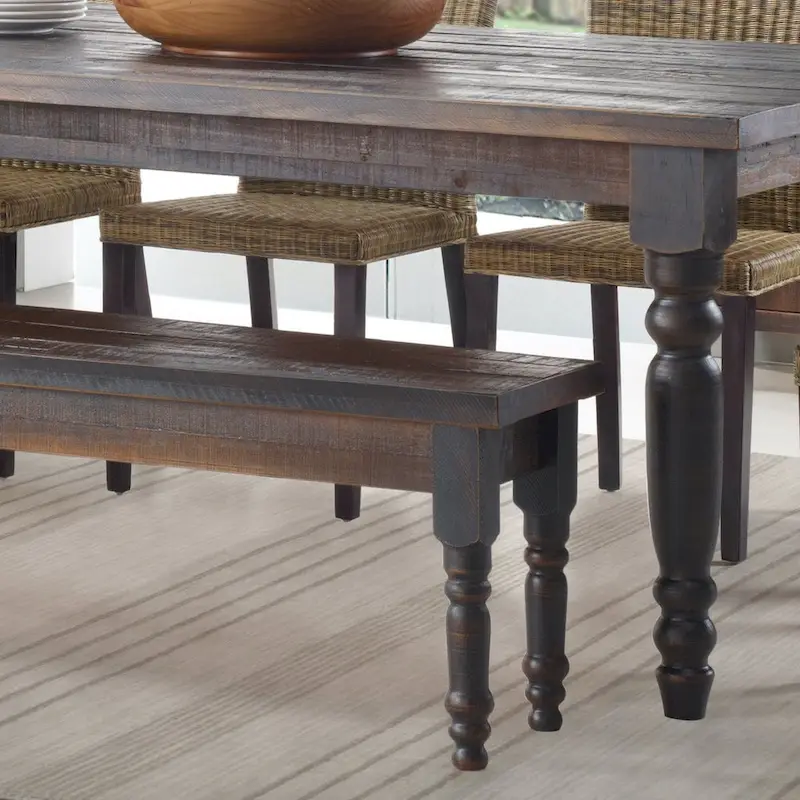 Solid Wood Dining Bench, Rustic Style, Sturdy Hardwood Frame, Dining Room & Kitchen Seating