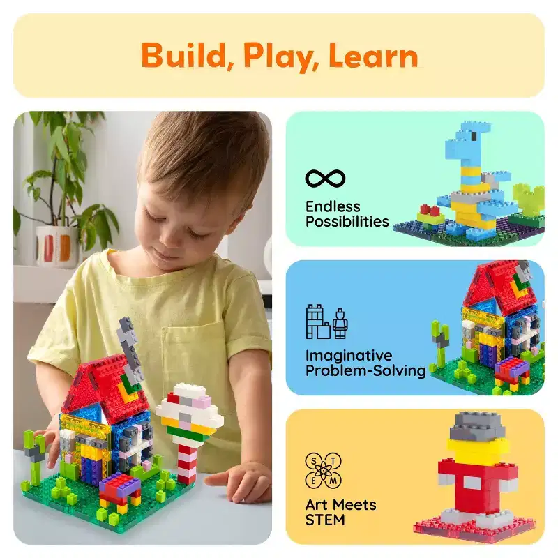 PICASSO-TILES 259PCS Magnetic Brick Building Blocks, Combo Set Compatible with Major Brick Systems, STEM Learning Toy for Toddlers Boys & Girls 3+