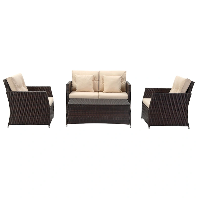 SAFAVIEH Outdoor Taya 4-Piece Living Set - 55W x 34D x 32H