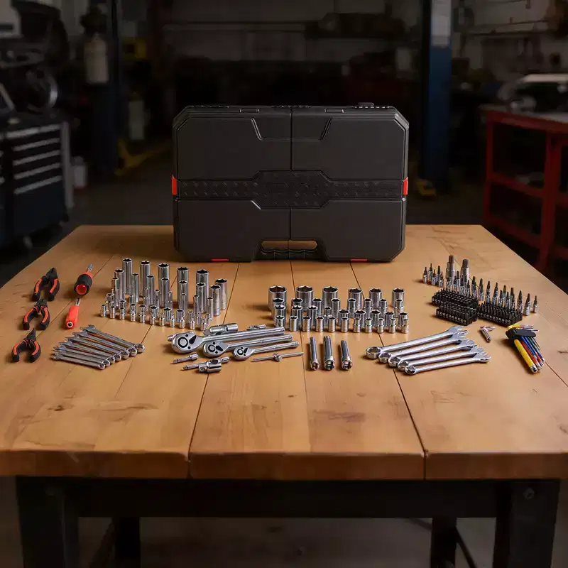 VEVOR Mechanics Tool Set, 314-Piece Mechanic Tool Kit, 1/4 in, 3/8 in, and 1/2 in Drive, Metric Socket Set, Wrenches, Screwdriver Bits, Black