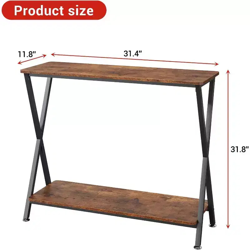 Narrow Entryway Console Table2-Tier Industrial Console Thin Sofa Side Display Table, for Hallway, Bedroom, Living Room, Foyer