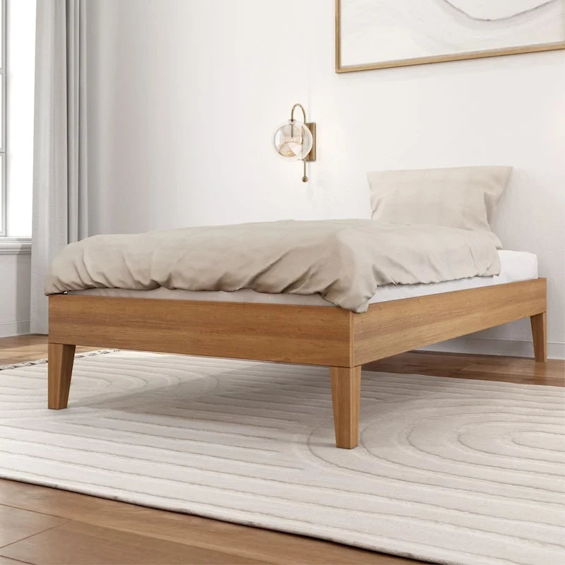 Solid Wood Twin Platform Bed Frame �� No Box Spring Needed | 500 lbs Capacity