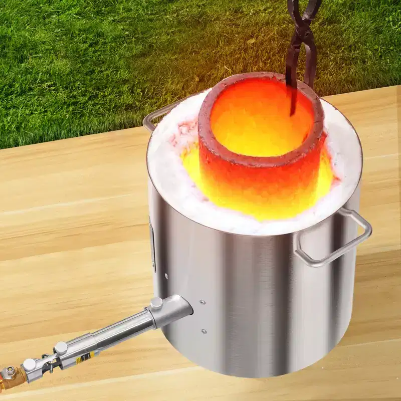 VEVOR Propane Melting Furnace Kit, 8KG/18lbs Gas Metal Melting Furnace Kit, Foundry Home Kiln with Crucible,Wooden Handle,Smelting Casting Tool,Silver
