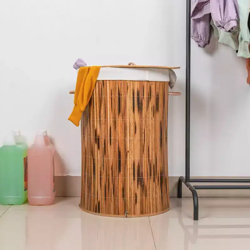 Wickerwise Collapsible Waterproof Laundry Hamper with Lid and Handles for Organizer, Clothes, Toy Durable Folder Washing Bin